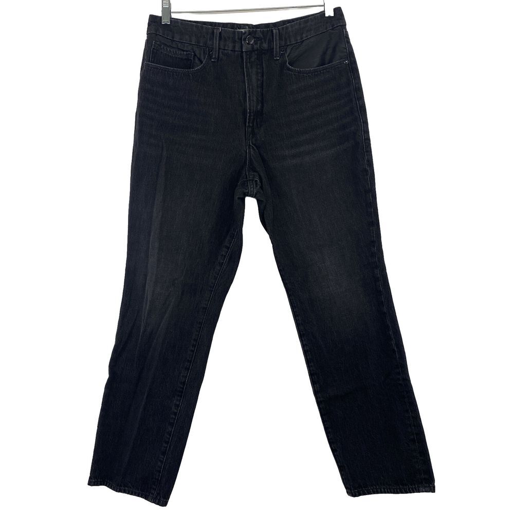 Good American Jeans Woman's 10/30 Black Faux Leather Trim